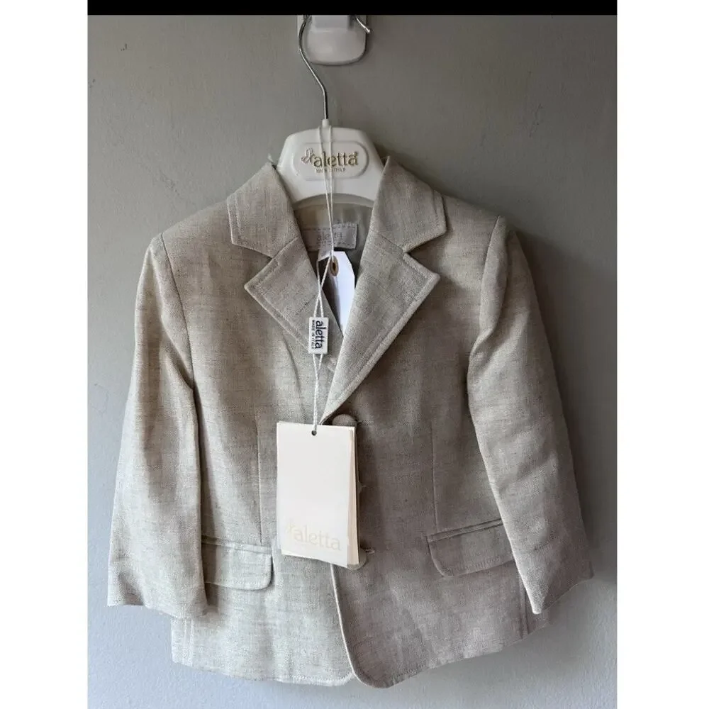 Aletta boys 2 piece cotton/linen formal set 12 month NWT Made In Italy